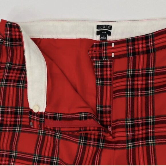 J.Crew Kate Straight-Leg Pant In Good Tidings Red Tartan Plaid Wool Blend - Picture 4 of 14